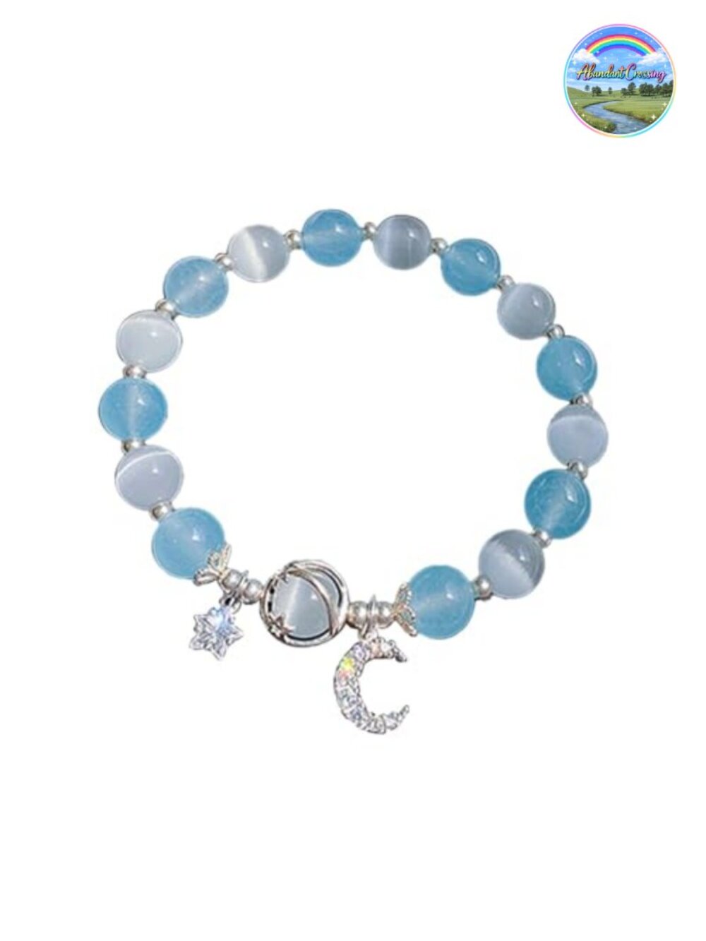 Healing Stretch Bracelet Crystal Moon Stars Planet Boho Opal Beaded Bracelet